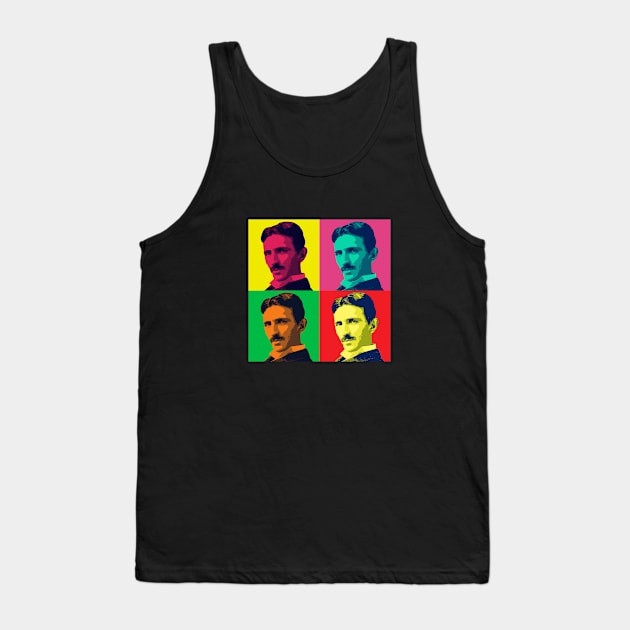 Genius Nikola Tesla Popart Geek Gifts Tank Top by BonnaVida